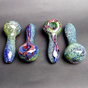 Heady Spoon Pipes 3.9" Smoking Pipes Wholesale Glass blue Dab Colored Oil Tobacco High Quality Herbal Hand Pipe