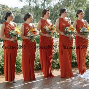 African American Grecian Long ruched Chiffon Charming One Shoulder Jersey Pleated Bridesmaid Dres Simple boho Maid Of Honor Dress