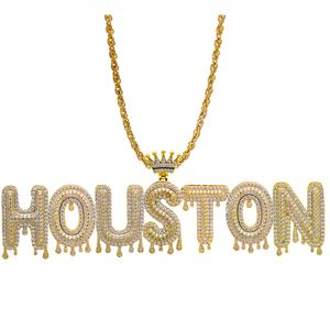 Hip Hop Jewellery Diamond Necklace Custom Name Iced Out Chains Cubic Zirconia Copper Set With Diamonds 18k Gold Plating Letter Necklace