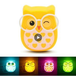 Mini Owl Baby Night light Automatic Sensor Light Control Lamp EU US Plug Child Kids Baby Room Led Lamp Animal Socket veilleuse