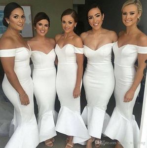 2019 Cheap Simple Cheap White Bridesmaid Dress Long Country Garden Formal Wedding Party Guest Maid of Honor Gown Plus Size Custom Made