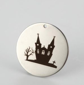 Stainless steel Round Pendants Horror House Decoration charm Accessories Charm Pendants Halloween Best gift