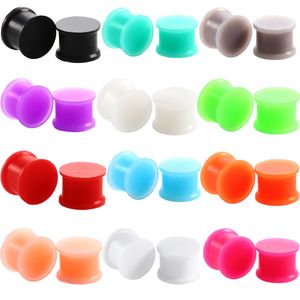 Silicone Ear Gauges Ear Plugs Gauges Tunnels Multi Colors Soft Ear Skins Stretchers Jewellery Piercing Set of 12 Pair