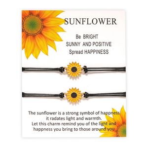 Wholesale threaded coupler for sale - Group buy 2 pieces Sunflower Couple Bracelet Card Lover Bangles Wax Thread Concentric Knot Bracelets Lover Wax Line Couples Valentines Jewelry Gift