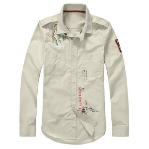 Shirts For Men Free Shipping 2018 Europe And The United States Latest Fashion Embroidery Print Single Row Button Long-sleeved