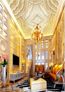 Moderno Photo 3D Wallpaper Golden Hall Marble Classical Zenith Mural WallPapers Interior Home Decor Sala teto Lobby Mural Wallpaper