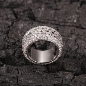 Hip-Hop-Rapper-Ringe für Herren, modisch, echt vergoldet, Mann, drehbar, kubanischer Hip-Hop-Silberring, Diamant-Bling-Zirkonia-Herren-Fingerring, Ice-Out-Schmuck