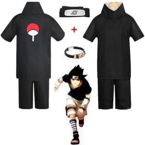 Asian Size Japan Anime Naruto Hokage Black Uchiha Sasuke Cosplay Costume Unisex Party Uniform Headband Full Set