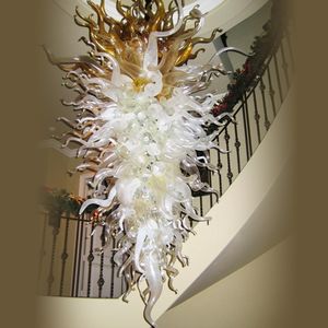 Luxury Art Decorative Chandelier Light Staircase Handmade Blown Glass Large Hanging LED Chandelier Lighting for Villa Decor