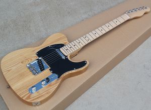 Naturlig träfärgaska Elektrisk gitarr med Maple Fretboard, Black Pickguard, kan anpassas som förfrågan