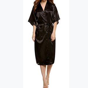 Sexy Damen-Bademantel aus Seidensatin, Brautjungfern-Nachtwäsche, Roben, lang, klassisch, solide, Kimono, feminin, weibliches Peignoir-Morgenkleid
