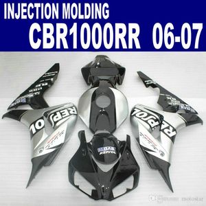 Injection mould ABS fairing kit for HONDA CBR1000RR 06 07 black silver REPSOL CBR 1000 RR 2006 2007 bodywork fairings VV21