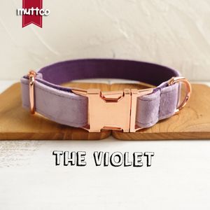 Muttco Personalized Pet Dog Tag Collar The Violet Self Design Verstelbare Puppy Cat Naamplaat ID Collars Maten UDC082M