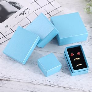 [DDISPLAY] Pure Color Sky Blue Jewelry Box, Trend Lenny Pattern Ring Gift Case, Special Paper Box voor Ketting, Festival Hanger Display