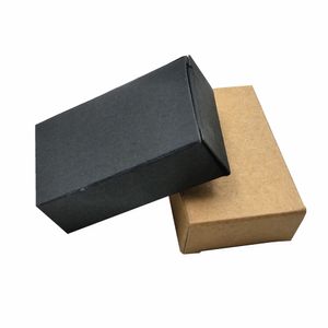 50Pcs 4x2x6.5cm 스퀘어 블랙 브라운 크래프트 종이 Foldable 포장 상자 선물 판지 패키지 상자 초콜릿 작은 공예 포장 상자 저장