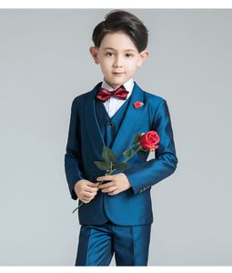 人気のあるボタンショールラペルキッドコンプリートデザイナーハンサムな男の子結婚式スーツ男の子の服装カスタムメイド（ジャケット+パンツ+ネクタイ）A50