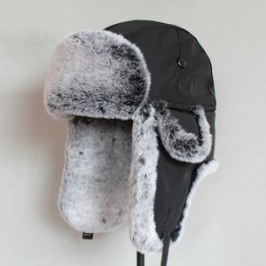 chapéu bombardeiro de inverno do homem chapéu russian faux fur ushanka Grosso cap quente com orelha bate T200104