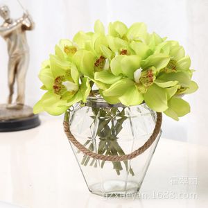 Künstliche Blume Orchidee Latex Real Touch 6 Köpfe Cymbidium Gefälschte Blume Dekoration Home Decor Hochzeit Braut Mit Blumenstrauß