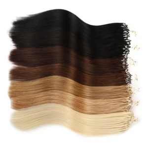 0,5 g 99J Micro laço do cabelo humano Extensão Micro Anel 100strands 100% de Remy do brasileiro do cabelo indiano 14-24inch direto da fábrica 10 cores opcionais