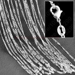 10pcs Lot 2mm Figaro Chain 925 Sterling Silver Jewelry Necklace Chains with Lobster Clasps Size 16 18 20 22 24 26 28 30 Inch