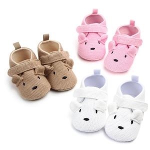 Spring Autumn Cute Bear Knitted Newborn Baby Shoes Girls Boy Shoes Anti-slip Warm Sole Sneakers Prewalker Flat