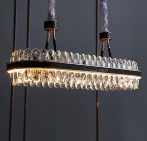 Modern LED mutfak avize dikdörtgen kristal avize, modern tasarımcı yaratıcı deri yemek odası lamba MYY