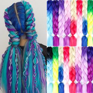 women 24 inch Crochet Braids Box Braids 100g/pc Ombre Jumbo Braids Synthetic Braiding Hair Extensions headwear