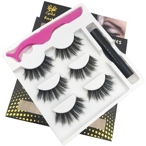 Eyelashes magnéticos conjunto de delineador ímã d falso mink cílios com clipe pinça kits natural longo eyelash