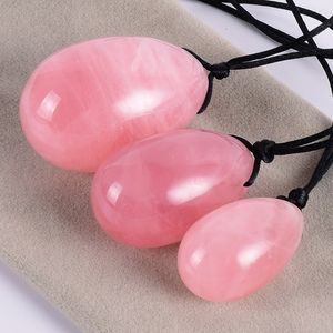 Meselo 3pcs/lot Women Vaginal Kegle Exercise Ball Natural Stone Yoni Eggs Sex Toy Female Rose Quartz Anal Plug Vagina Balls Y18110203