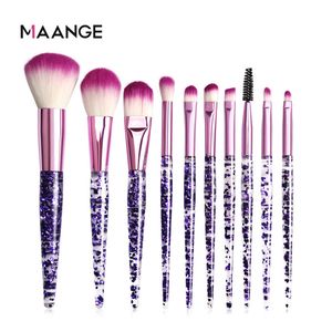 10pcs Makeup Brush Set Clear Glitter Crystal Handle Cosmetic Eyeshadow Eyelashes Blush Larger Powder Diamond Make up Brushes Kit Tools