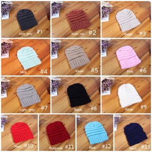 Kids and Adult Beanies Ladies hats Knitted Bonnet Fashion Visor Cup Child women Winter Warm Hat Weave gorro Hat 13 Colors