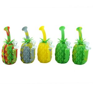 7 ananas dab rig tubi dell'acqua bong in silicone gorgogliatore olio di cera infrangibile dab rig shisha narghilè nuovo design