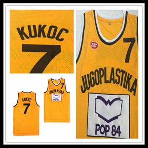 Camisa masculina barata 7 Toni Kukoc Jugoplastika Split The movie Basketball Jerseys Stitched Team Yellow Mix Order Size S-XXL