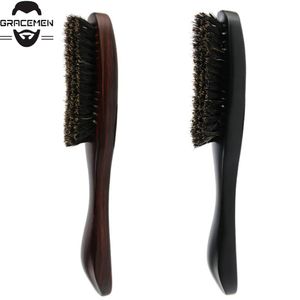 MOQ 100 pcs For Amazon Quality Beard Brush with Boar Bristle and Wooden Handle Custom LOGO Bearded Men Grooming Brushes