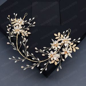 Wedding Bride Hair Jewelry Luxury Handmade Gold Golor Crystal Branch Flower Headband Women Hair Pin Hair Clip Accessories