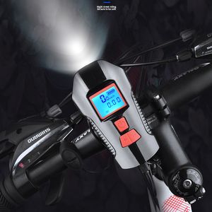 Luce a LED per bicicletta con display del contachilometri Campanello per bicicletta Corno per bicicletta Set di luci posteriori anteriori per bici ricaricabili USB per MTB/strada