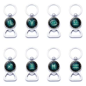 12 Constell Keychain Horoscope Sign Summer Beer Bottle Bottle Chain Chain Ring Acess￳rios de moda Drop Ship 340115