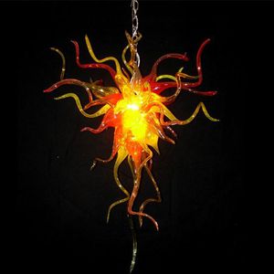 Blåst konst Hängsmycke Ljus takfläkt Lampa Energibesparing Led Murano Glass Chain Chandeliers Crystal Landelier