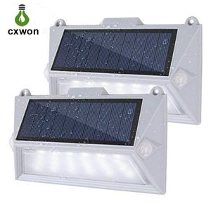 Luz solar de jardim 18Leds Cabeça dupla PIR Sensor de movimento Lâmpada de parede externa para caminho Luz de segurança LED de pátio