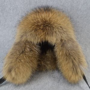 100% Natural Real Fox Fur Bomber Hat Ryssland Winter Warm Soft Fluffy Real Fox Fur Cap Men Quality äkta fårskinnhattar289x