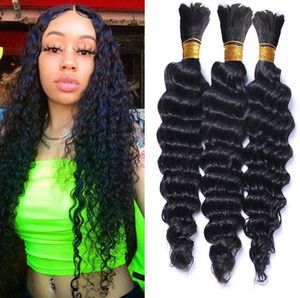 Cabelo a granel profundo para trançar 3pcs lote sem acessórios para cabelos humanos peruanos