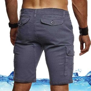 男性夏のショーツマルチポケット男性の貨物ショートパンツの戦術的なズボンホースカジュアルな綿の緩い膝の長さの仕事