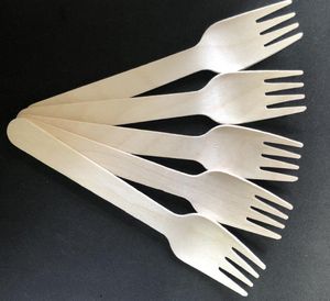 16 cm Drewniany Drewno Widelec Jednorazowe Biodegradowalne Cutlery Catering Party BBQ Camping Travel Wedding Birthdage Supply SN2384