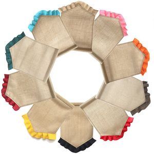 Burlap trädgårdar flaggor trädgård dekorationer diy blank ruffle banners påsk jute bärbar hängande flagga