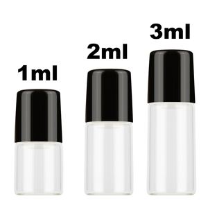 1200 teile/los 1 ml 2 ml 3 ml Klarglas Rolle Auf Ätherische Öle Parfüm Aromatherapie Flasche Mit Edelstahl Roller kugeln