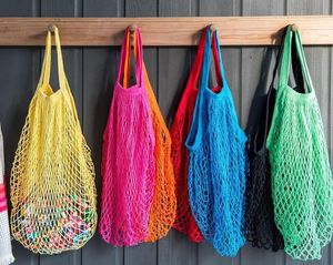Yeniden kullanılabilir bakkal plaj oyuncakları depolama çantası örgü alışveriş çantaları çanta katlanabilir doğal pamuk ipi çanta organizatörü çevre dostu kese