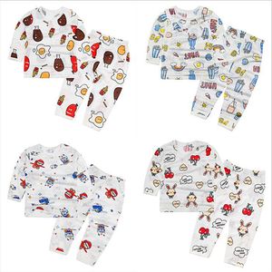 Kids Clothes Payamas Sleepsuits Baby Summer Pajamas Air Condition Homewear Bamboo Cotton Sleepwear Sets Cartoon Tops Pants Outfits C6027