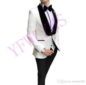Bonito One Button Groomsmen xaile lapela noivo smoking Homens ternos de casamento / Prom / Jantar melhor homem Blazer (jaqueta + calça + gravata + Vest) 1077