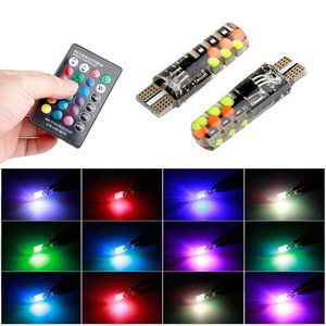 T10 5050 COB 12SMD RGB GEL AUTO LED BULB Signal Clearance Flash Car LED-lampa med styrenhet