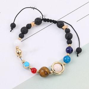 Europa och Förenta staterna Vinduniverse Galaxy Solar System Åtta planeter Armband Guardian Stars Natursten Beads Flätat Armband Je